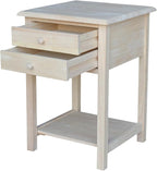 International Concepts, 25.6"H Rectangular Lamp/ End/ Side Table, 2 Drawers by InternationalConcepts