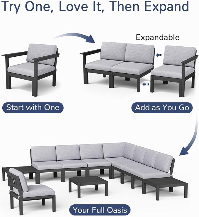 Stoog 6-Piece Patio Sectional Sofa Set, Modular Outdoor Furniture Set - Image 4