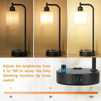 Industrial Bedroom Lamps for Nightstand Set of 2 - Image 2