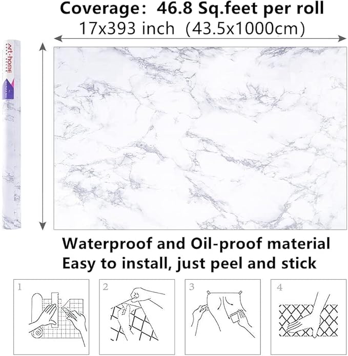 Arthome White Marble Contact Paper - Image 7