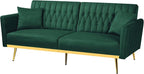 70” Velvet Futon Sofa Bed w/Adjustable Backrests and Armrests, Convertible - Image 8