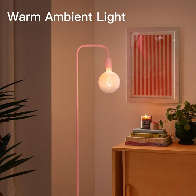 ONEWISH Pink Floor Lamp for Bedroom, Cute Standing Lamp - Image 2