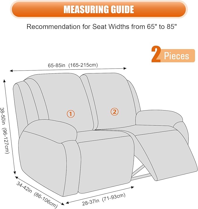 VANSOFY Oversized Recliner Cover, 2-Pieces Stretch Reclining Couch Cover - Image 2