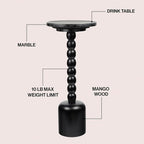 JONATHAN Y Turner 24.5" Black Mango Wood Round Drink Table, Tall Pedestal - Image 4