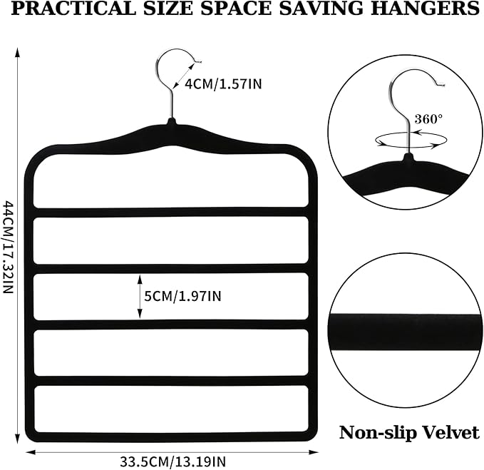 Closet Organizers and Storage, 3 Pack Pants-Hangers-Space-Saving, Velvet Non - Image 9