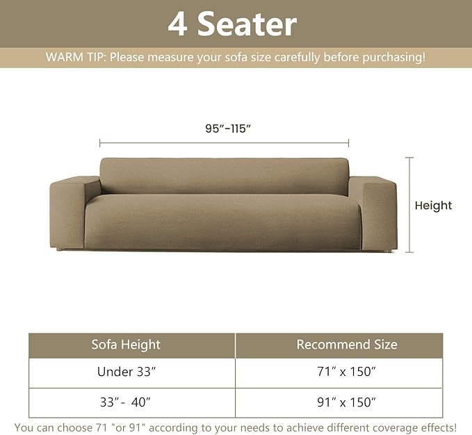 MYSKY HOME Couch Covers for 3 Cushion Couch Sofa, Sectional Couch Cover L Shape - Image 5