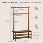 Hall Tree with Shoe Storage Bench, 3-in-1 Entryway Coat Rack with Bench - Image 2