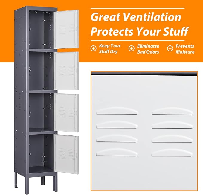 Metal Locker with 5 Doors, 5 Tier Locker Steel Employees Lockers, Tall Steel - Image 4