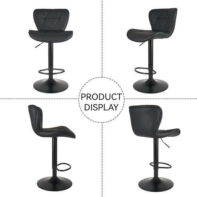 Nalupatio Modern Bar Stools Set of 2, Adjustable Faux Leather Upholstered - Image 5