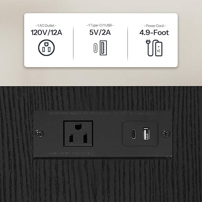HOOBRO Side Table with Charging Station, End Table with USB Port and Outlets - Image 8