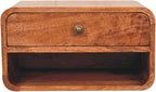 Furniture Solid Wood Curved Honey Caramel Wall Mounted Bedside by Unknown