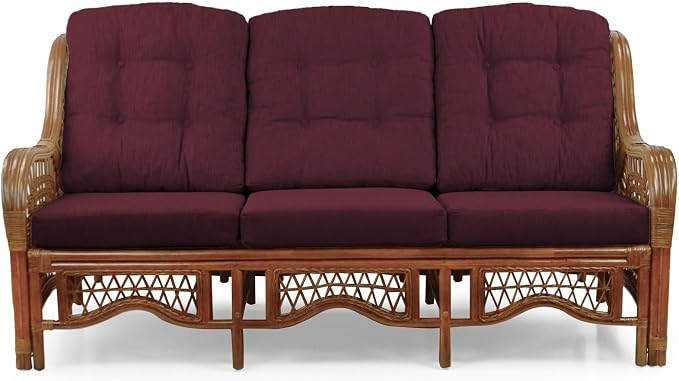 Malibu Lounge Set of 4: 2 Natural Rattan Wicker Chairs, Three-Seater Sofa - Image 8