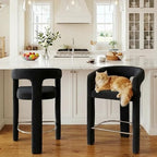 HNY 26 Inch Modern Tall Barrel Bar Stool, Velvet Upholstered Barstool - Image 7