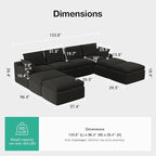 Novilla 133.8" Modular Cloud Couch, Modern Sectional Sofa - Image 2