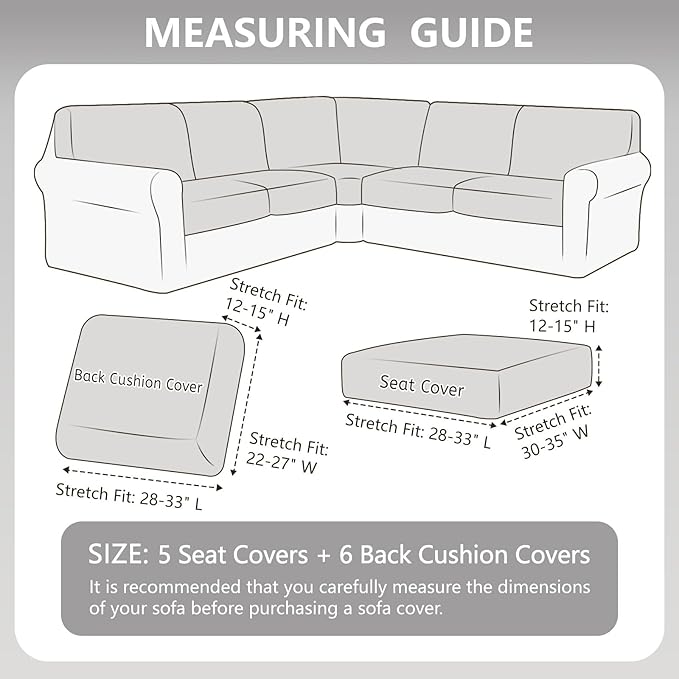 Arfntevss Sectional Couch Covers L Shape Couch Cushion Covers Slipcovers Fitted - Image 3