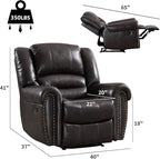 CANMOV Leather Recliner Chair Set of 2, Classic and Traditional Manual Recliner - Image 2