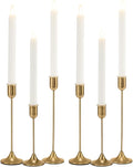 Brass Gold Candlestick Holders, Metal Taper Candle Holders Set of 6, Vintage by Batoslee