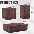 Coffee Table Set for 3, Modern Living Room Table Set, Wood Center Table Set - Image 2