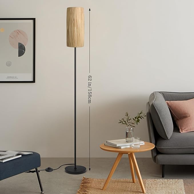 Ruiever Floor Lamp for Living Room, Rattan Boho Floor lamp, Modern Standing lamp - Image 2