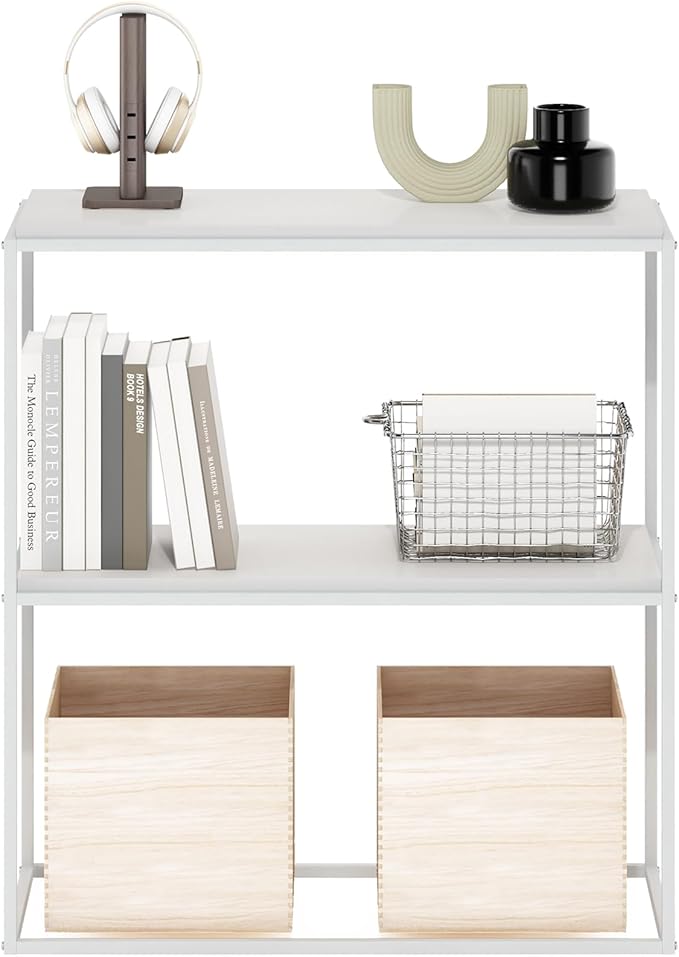 Furinno Moretti Modern Storage Shelves, 2-Tier Wide Stackable Book Shelf - Image 4