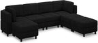 Belffin 114.2" Modular Sectional Sofa Corduroy 7 Seats U Shaped Sofa Couch - Image 9