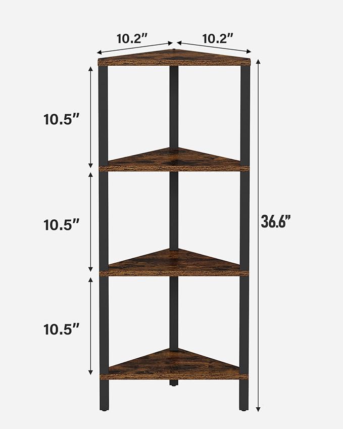 TUTOTAK Corner Shelf, 4-Tier Corner Bookshelf - Image 2
