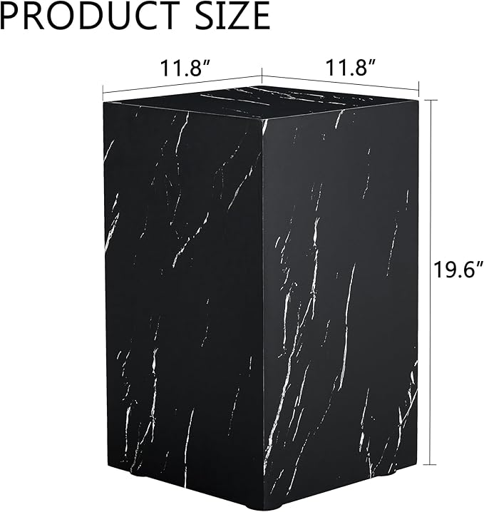 Black Rectangular End Coffee Table, Modern Elegant Bedside Nightstand Table - Image 2
