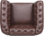 LEVNARY Leather Chesterfield Chair, Mid-Century Modern Single Sofa Chair - Image 5