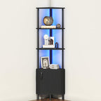 HOOBRO Corner Cabinet with LED Light, Corner Shelf Stand with Storage and Doors by HOOBRO
