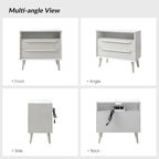 HULALA HOME End Table with Charging Station, Mid-Century Modern 2 Drawer and - Image 7