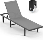 Lounge Chair Outdoor with Wheels, Aluminum Chaise Lounge Outdoor Chair with 5 by Oasbira