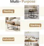 Garden 4 you Nesting Coffee Table, 23.6" Round Coffee Table Set of 2, Wooden - Image 6