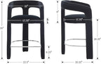 HNY 26 Inch Modern Tall Barrel Bar Stool, Velvet Upholstered Barstool - Image 2
