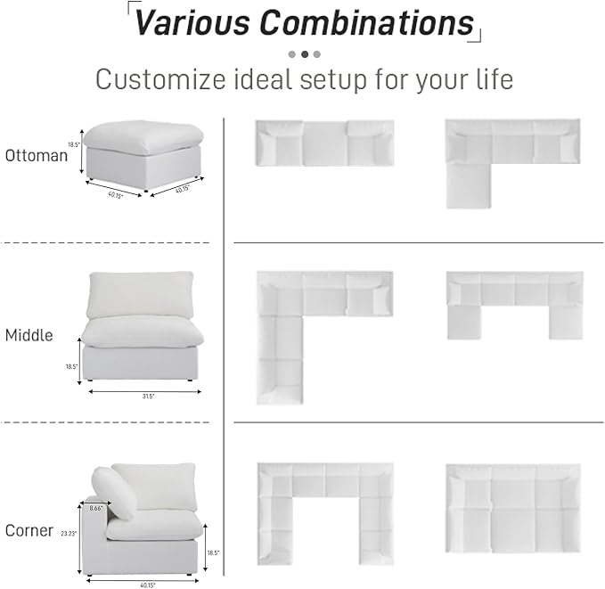 Cloud Modular Sectional Sofa Couch, 4 Seater Sofa - Image 8