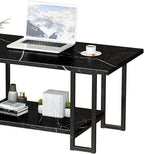 AWQM Marble Coffee Table, Faux Marble Top Rectangular Coffee Table - Image 6