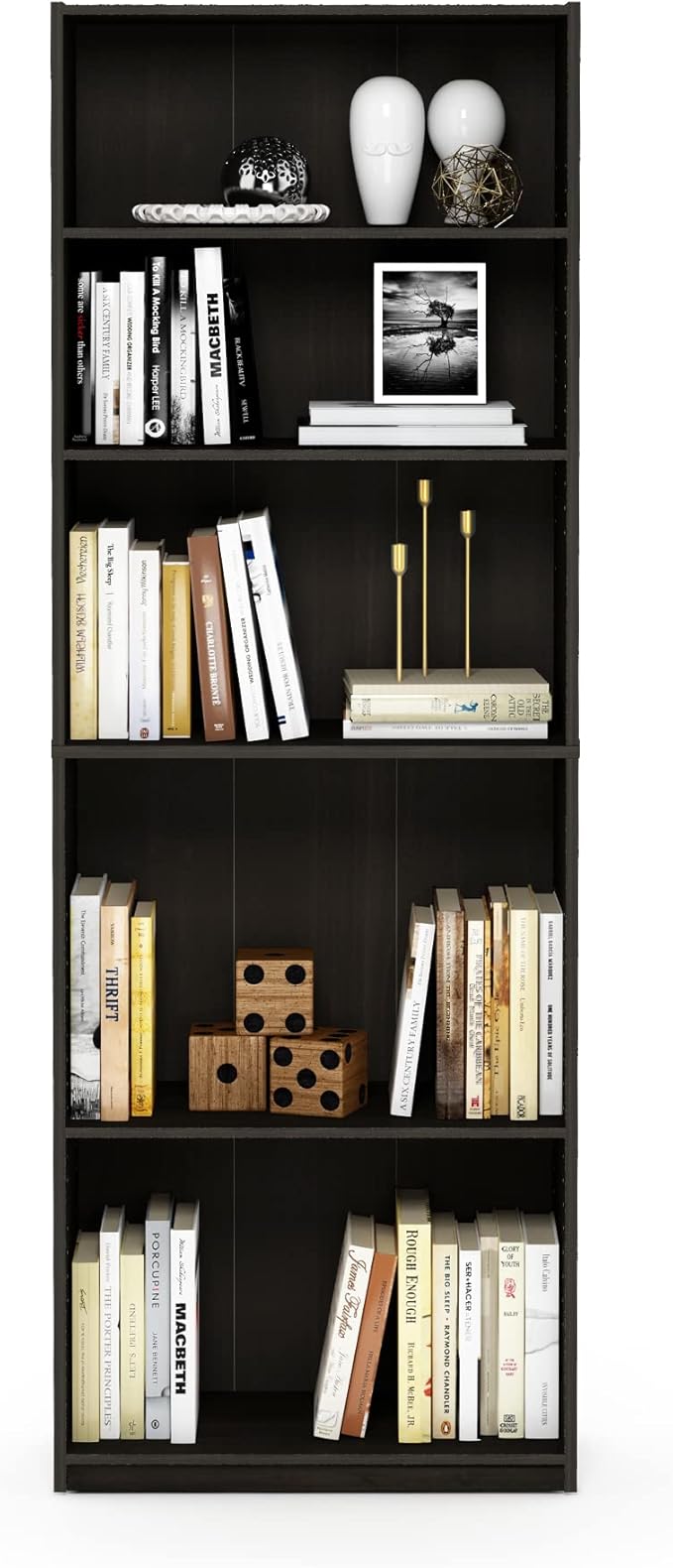 Furinno Jaya Book Shelf, 5-Tier Bookshelf, Tall Standing Bookcase - Image 6
