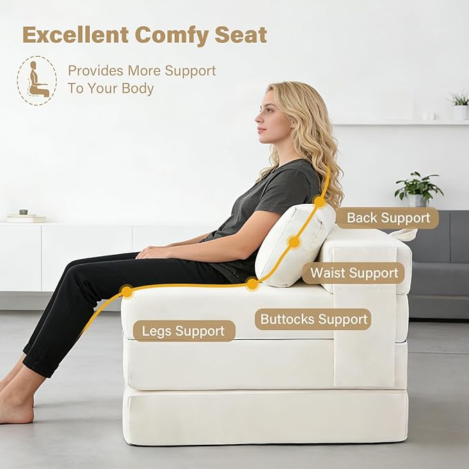 Tiita Folding Sofa Bed Chair, 4-Fold Convertible Sleeper Chair - Image 3