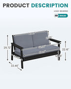 SERWALL HDPE Outdoor Patio Loveseat, All Weather Wood-Like Outdoor Sofa HDPE - Image 8