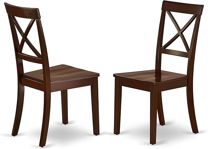 East West Furniture DLBO5-MAH-W 5 Piece Dining Room Table Set Includes a Round - Image 4