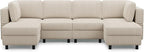 Belffin U Shaped Sectional Sofa Couch Convertible 6 Seater Corduroy Couch - Image 9