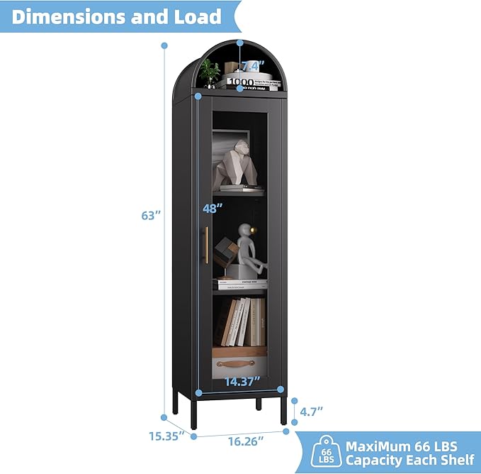 METAN Tall Metal Arched Display Cabinet - Image 2