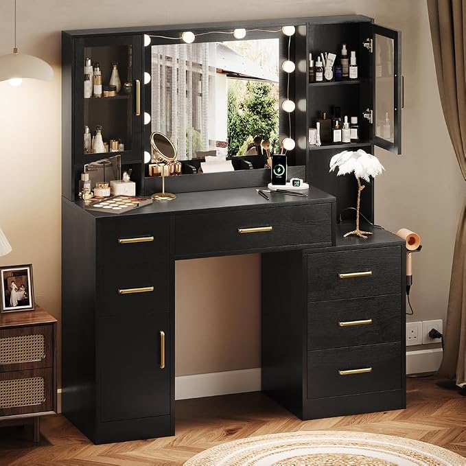 TOKSOM Makeup Vanity Desk with Mirror and Lights, Dressing Table Vanity Set - Image 2