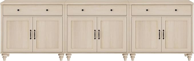 WAMPAT Farmhouse TV Stand for 100 Inch TV, 3-in-1 TV Console Table for - Image 7