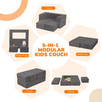 MeMoreCool Modular Kids Couch, Corduroy Play Toddler Couch - Image 4