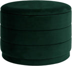 23" Upholstered Round Velvet Ottoman - Image 3