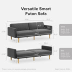 mopio 76.4" Futon Sofa Bed, Sleeper Sofa, Mid Century Modern Futon Couch - Image 2