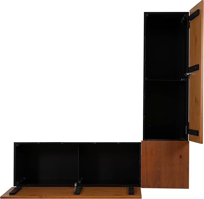 Linon Harris Black and Walnut Backless Kitchen Dining Nook - Image 14