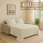 Sleeper Sofa Bed Sheet, 100% Cotton 400 Thread Count, 4 Piece Set, Deep Pocket - Image 2