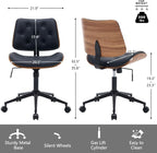 Armless Home Office Chair with Wheels, PU Leather Adjustable Height Computer - Image 2