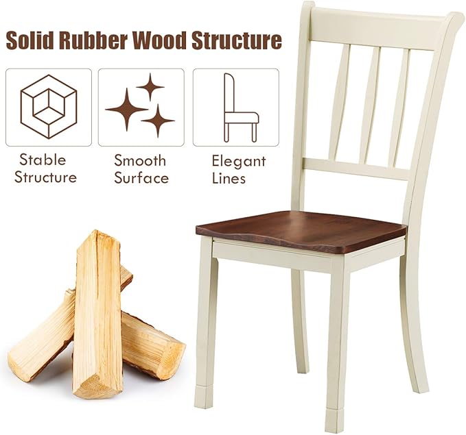 Giantex Wood Dining Chairs Set of 2, Armless Kitchen Chairs w/Solid Rubber Wood - Image 6